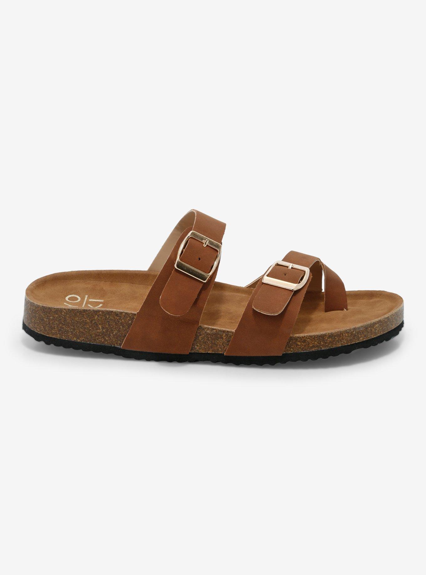 Yoki Brown & Gold Buckle Sandals, , hi-res