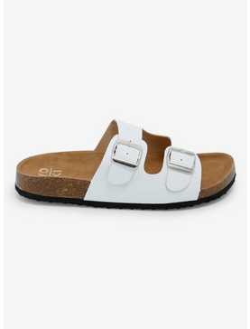 Yoki Gian White Double Buckle Slide Sandals, , hi-res