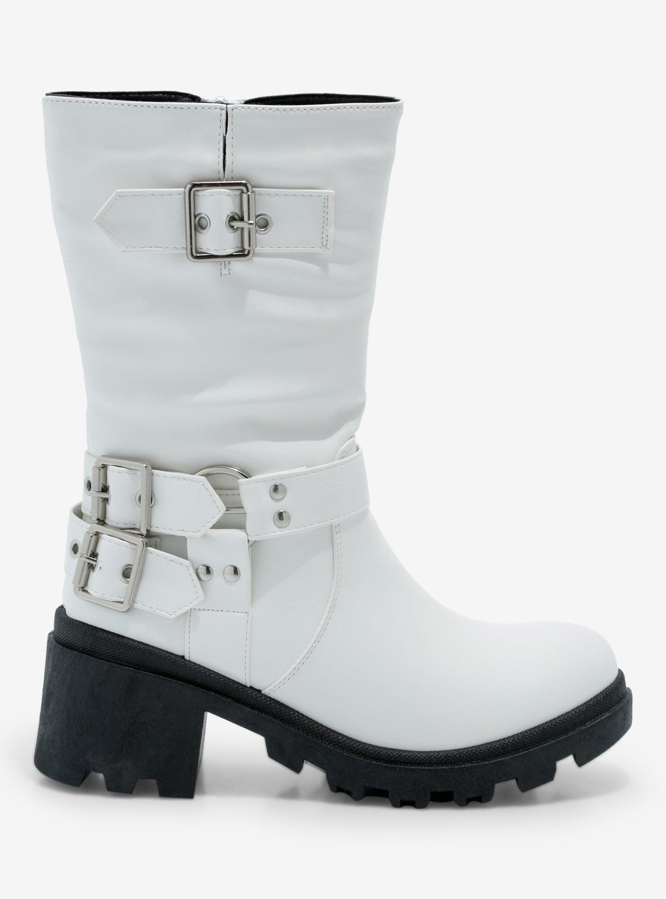 Yoki White Buckle Boots, MULTI, alternate