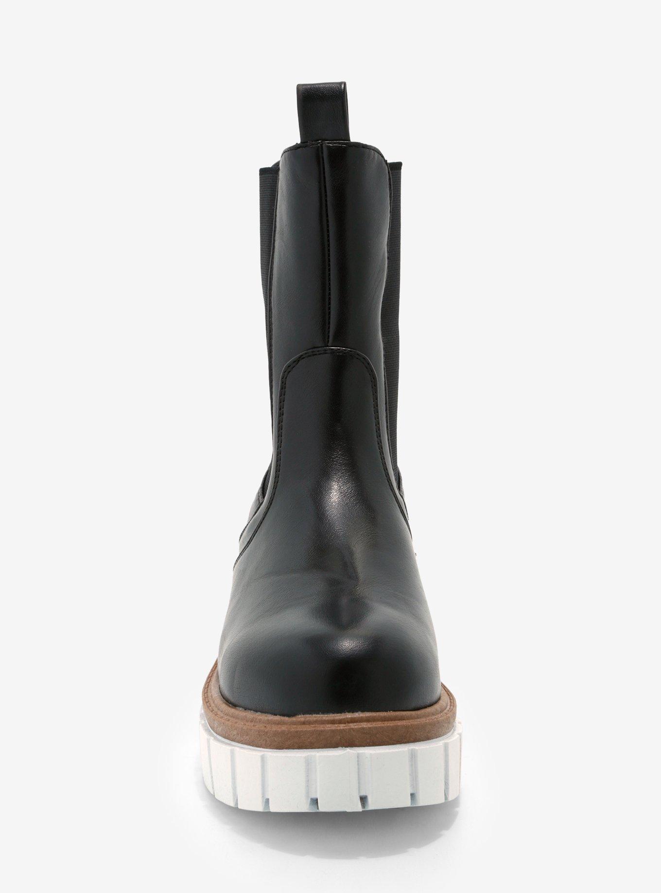 Yoki Black Slip-On Platform Combat Boots, MULTI, alternate