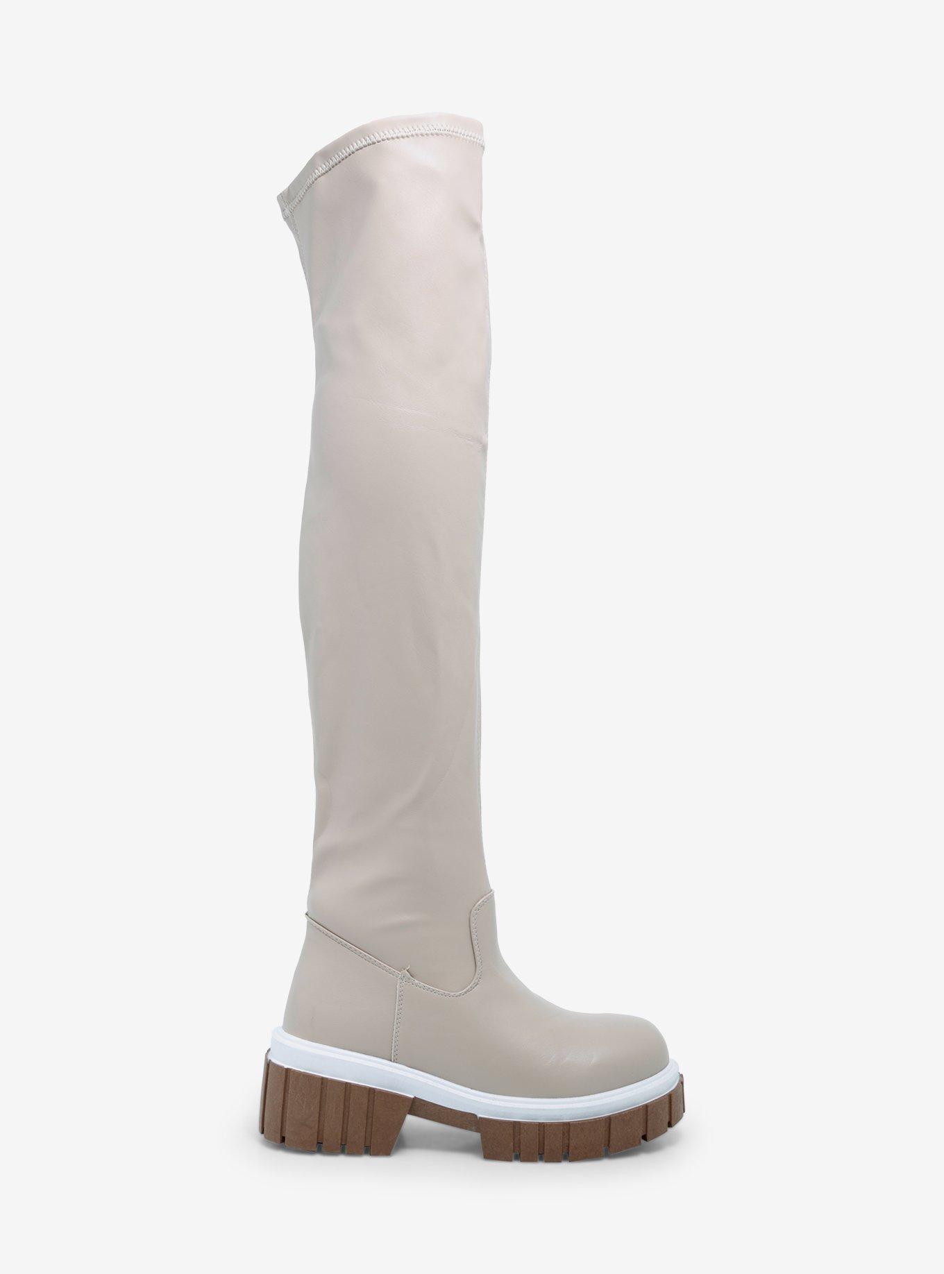 Yoki Bone Thigh-High Chunky Boots, MULTI, alternate