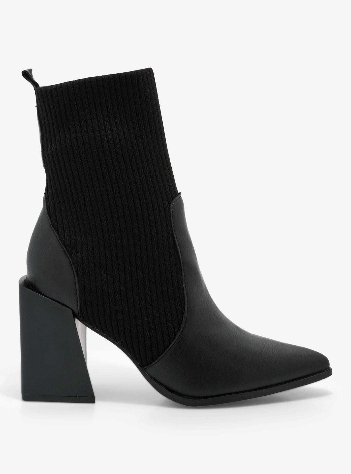 Yoki Black Ankle Sock Boots, , hi-res