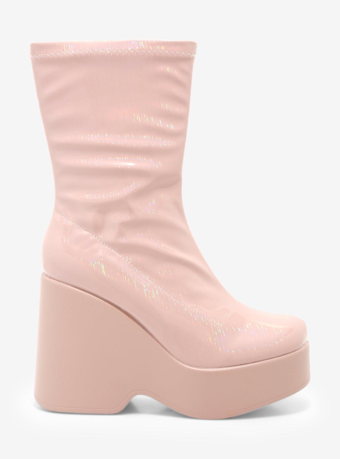 Yoki Blush Pink Patent Boots, MULTI, alternate