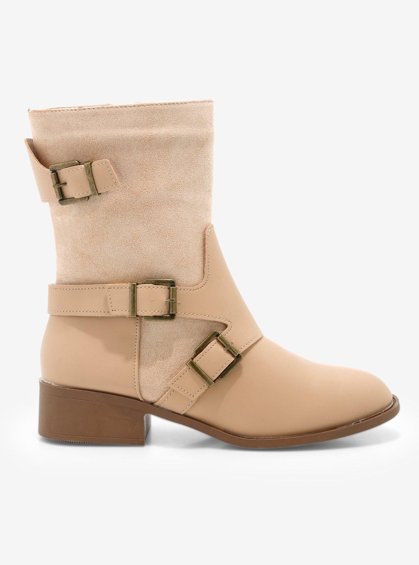 Yoki Beige Belt Boots, , hi-res
