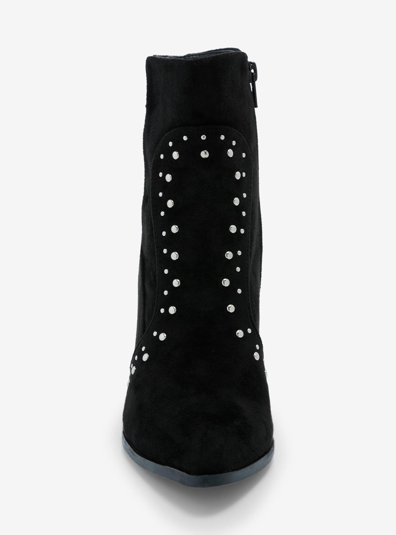 Yoki Black Faux Suede Stud Heel Booties