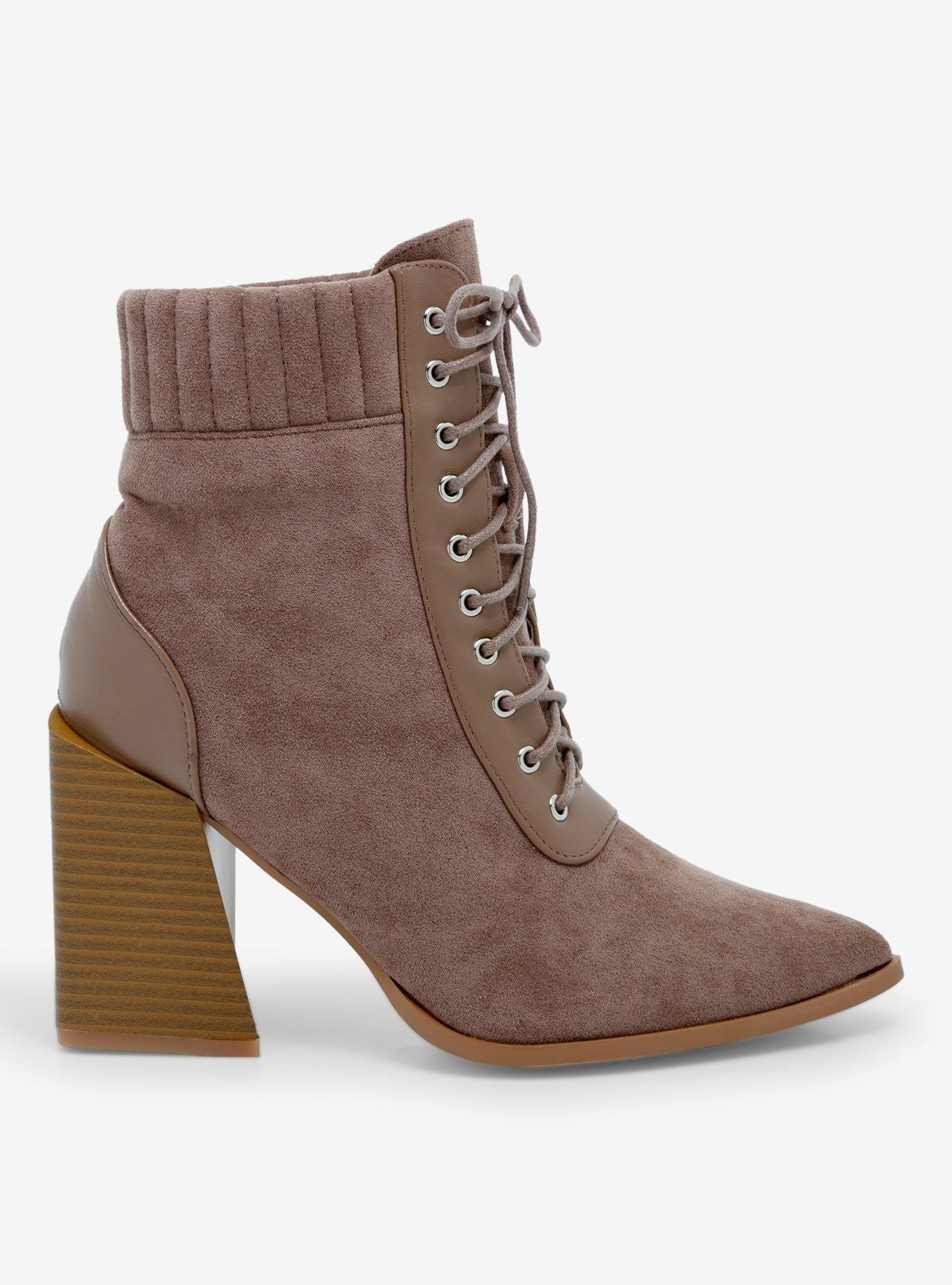 Yoki Beige Lace-Up Suede Ankle Boots, MULTI, alternate