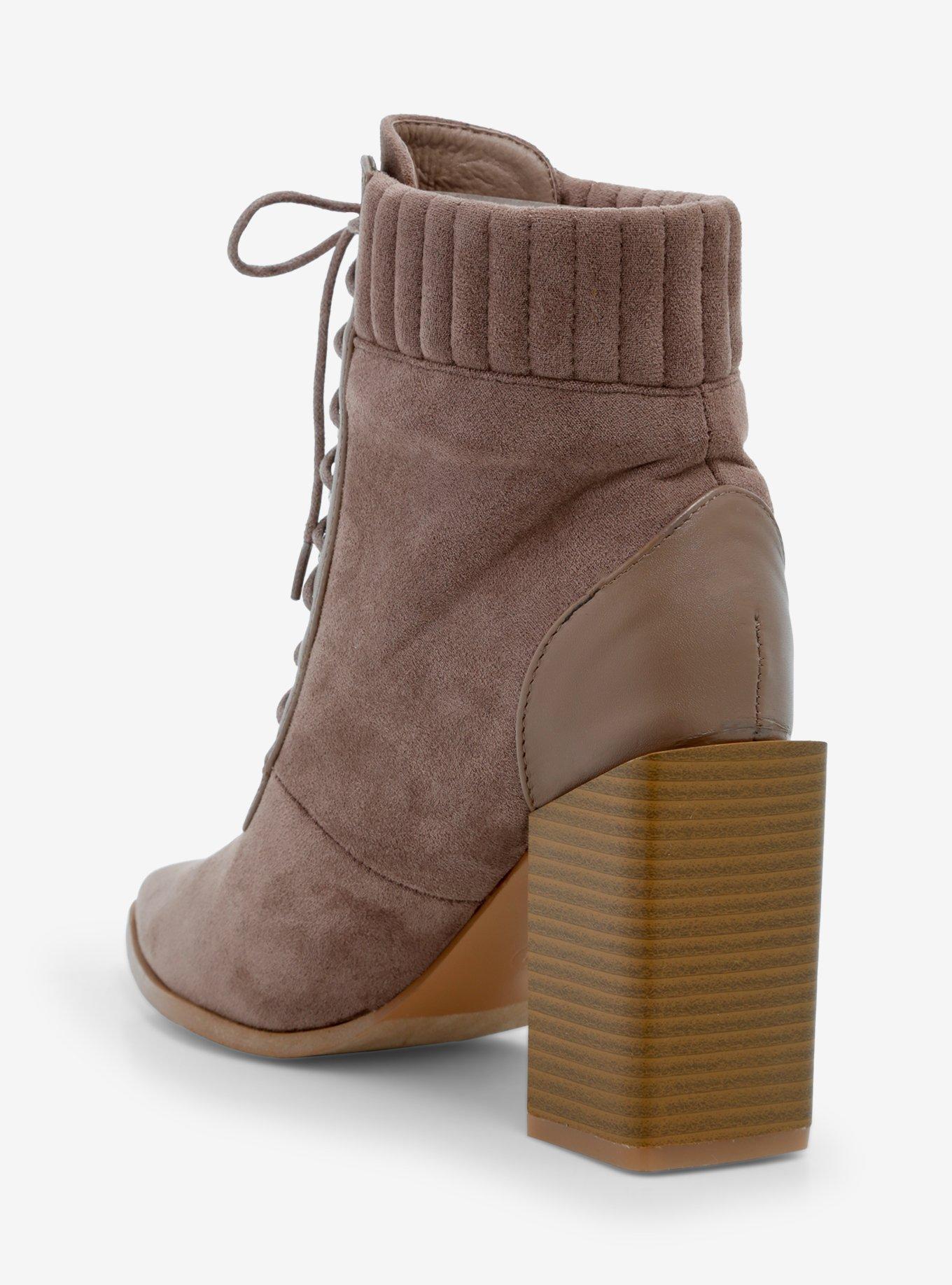 Yoki Beige Lace-Up Suede Ankle Boots, MULTI, alternate