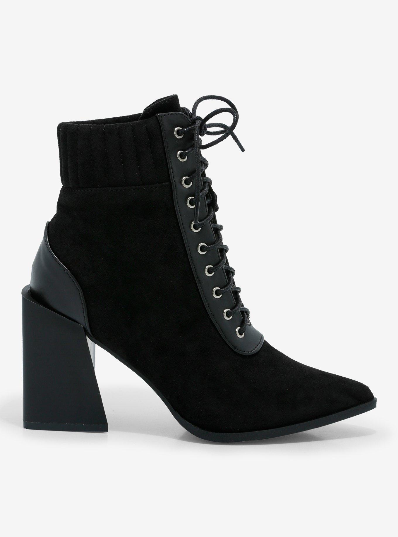 Yoki Black Lace-Up Sock Booties, MULTI, alternate