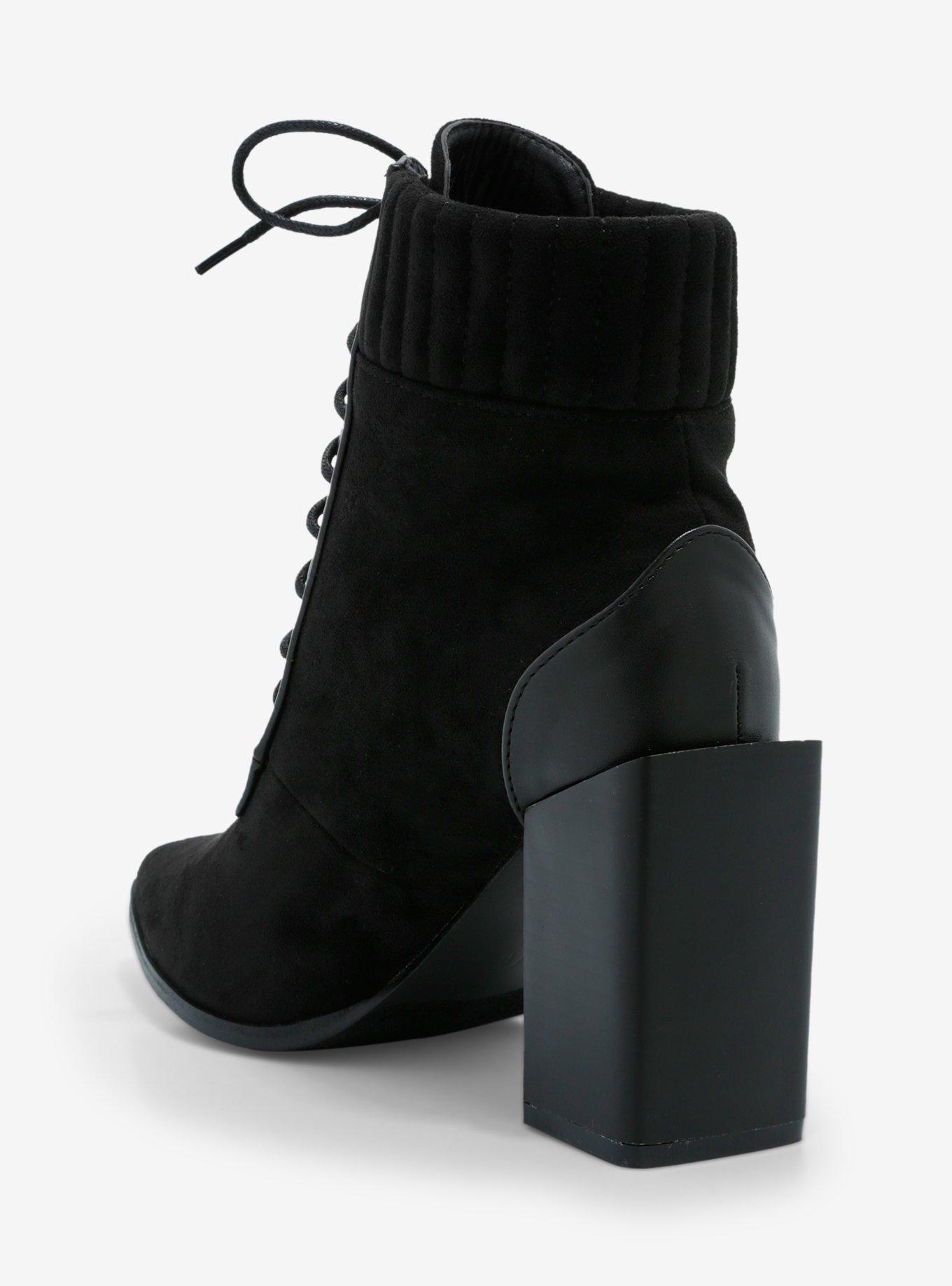 Yoki Black Lace-Up Sock Booties, MULTI, alternate