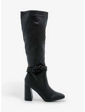 Yoki Black Knot Heeled Knee-High Boots, , hi-res