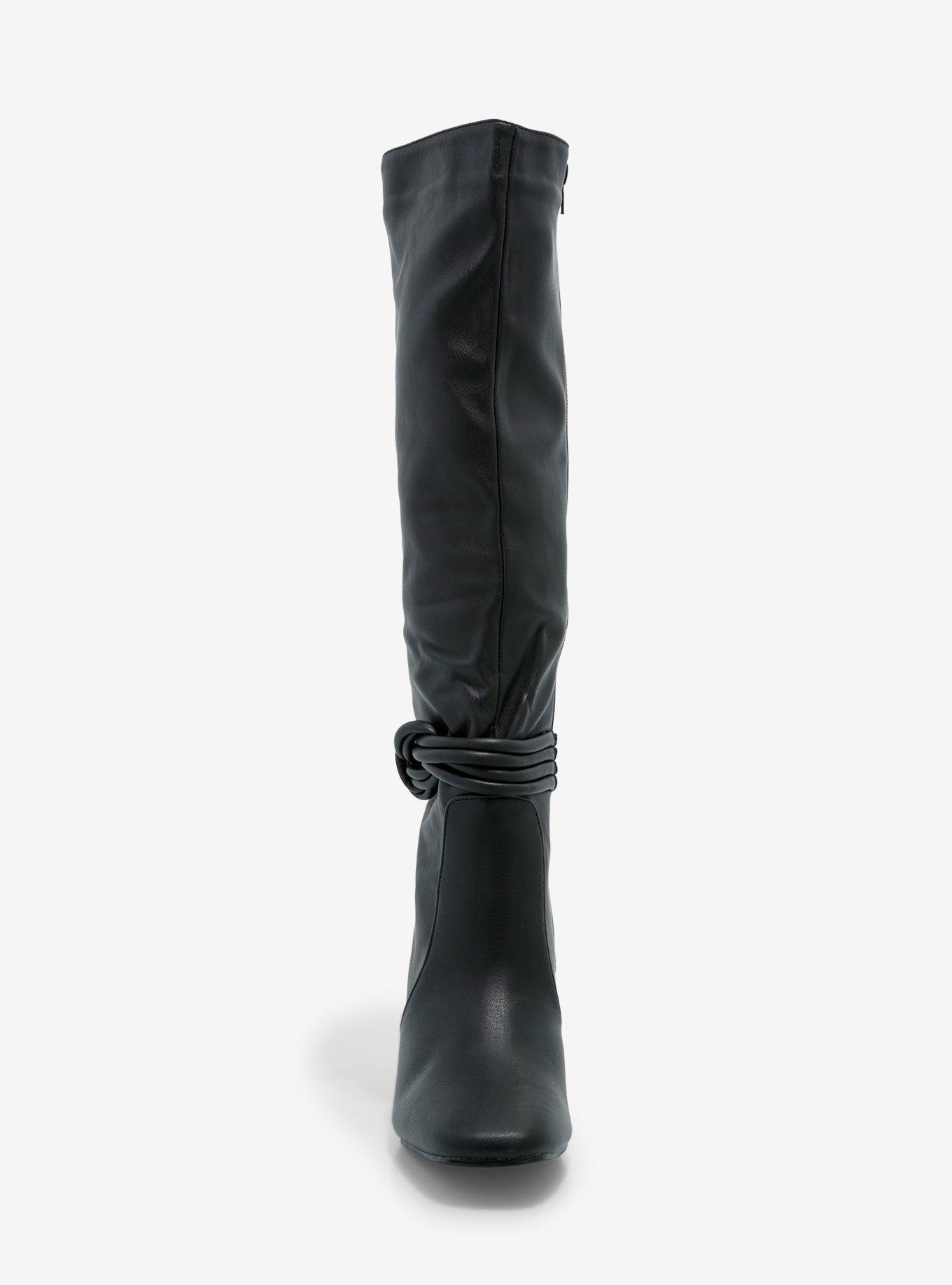 Yoki Black Knot Heeled Knee-High Boots, MULTI, alternate