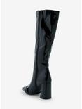 Yoki Shiny Black Buckle Knee-High Heel Boots, MULTI, alternate