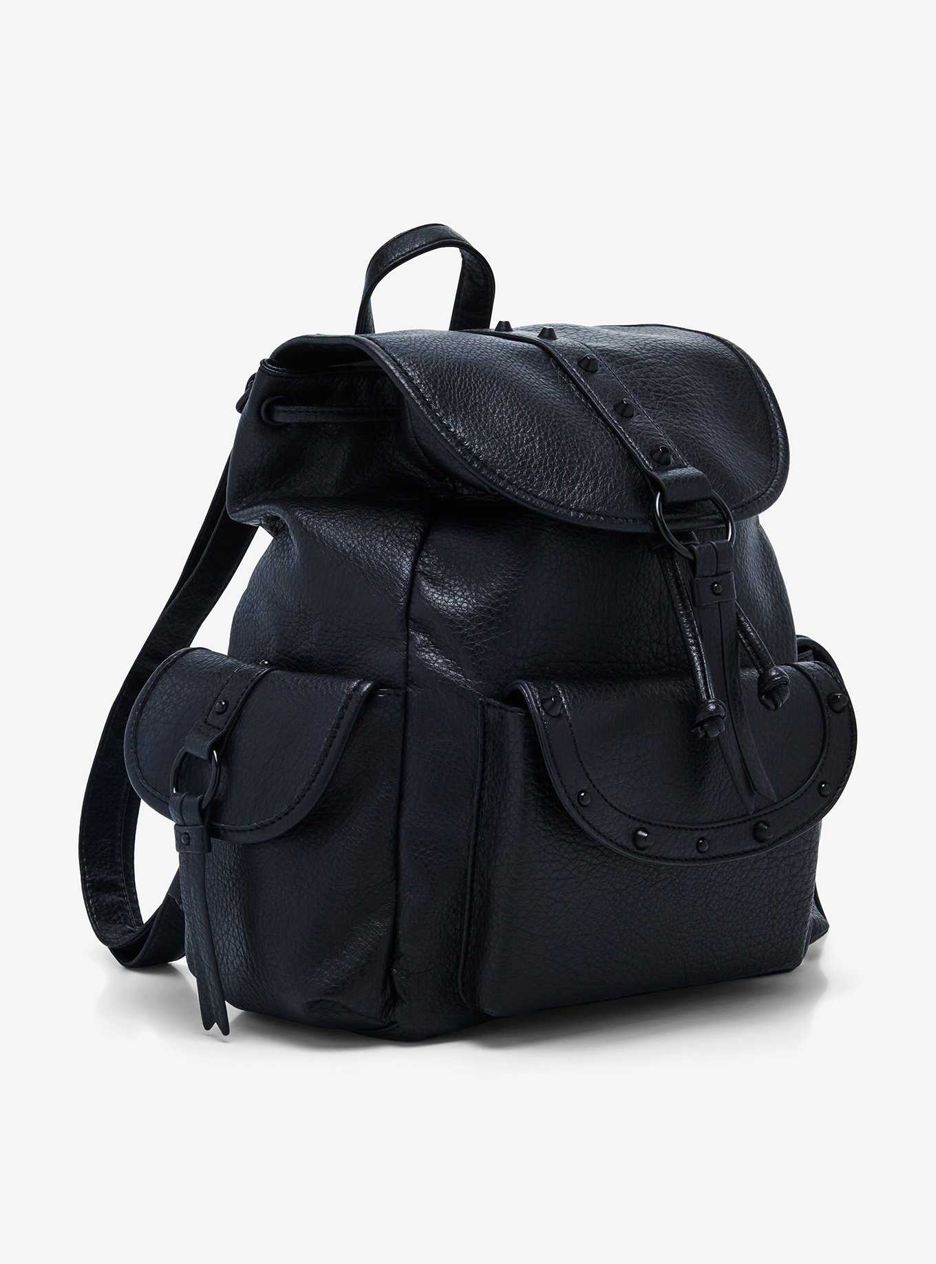 Black Studded Slouch Mini Backpack, , hi-res