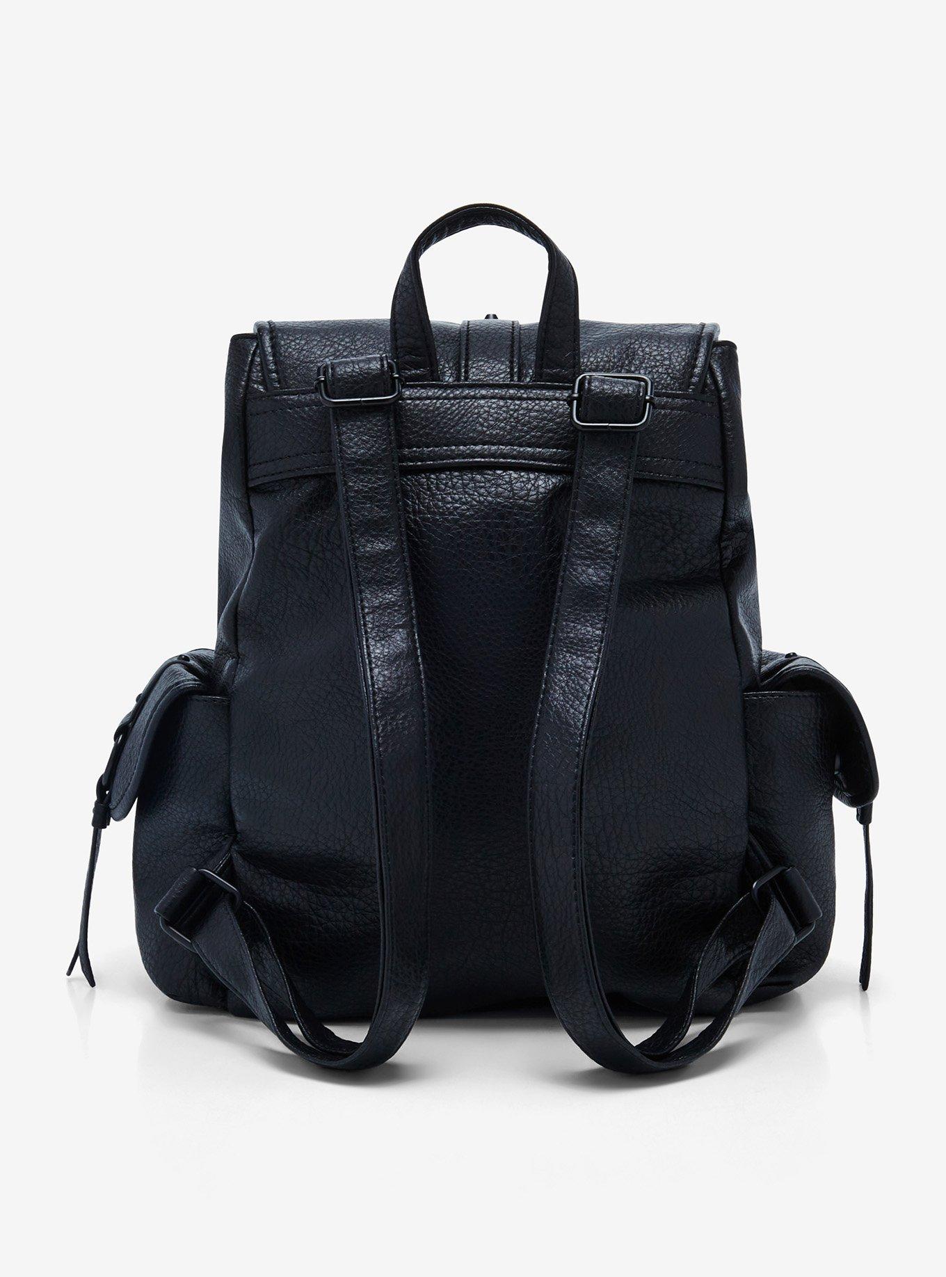 Black Studded Slouch Mini Backpack, , alternate