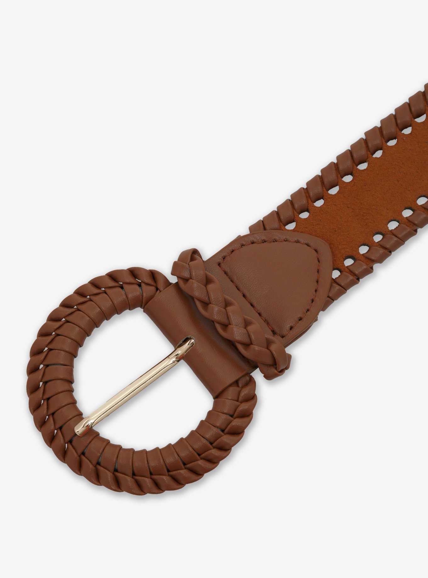 Brown & Tan Whip Stitch Belt, , hi-res