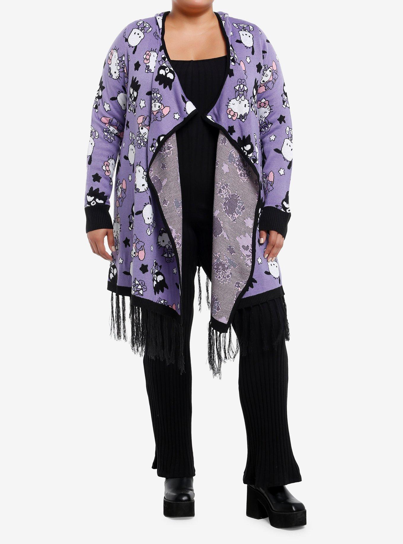 Hello Kitty And Friends Magic Card Hooded Open Knit Girls Cardigan Plus Size, MULTI, alternate