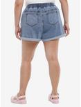 Keroppi Face Elastic High-Waisted Denim Shorts Plus Size, MULTI, alternate