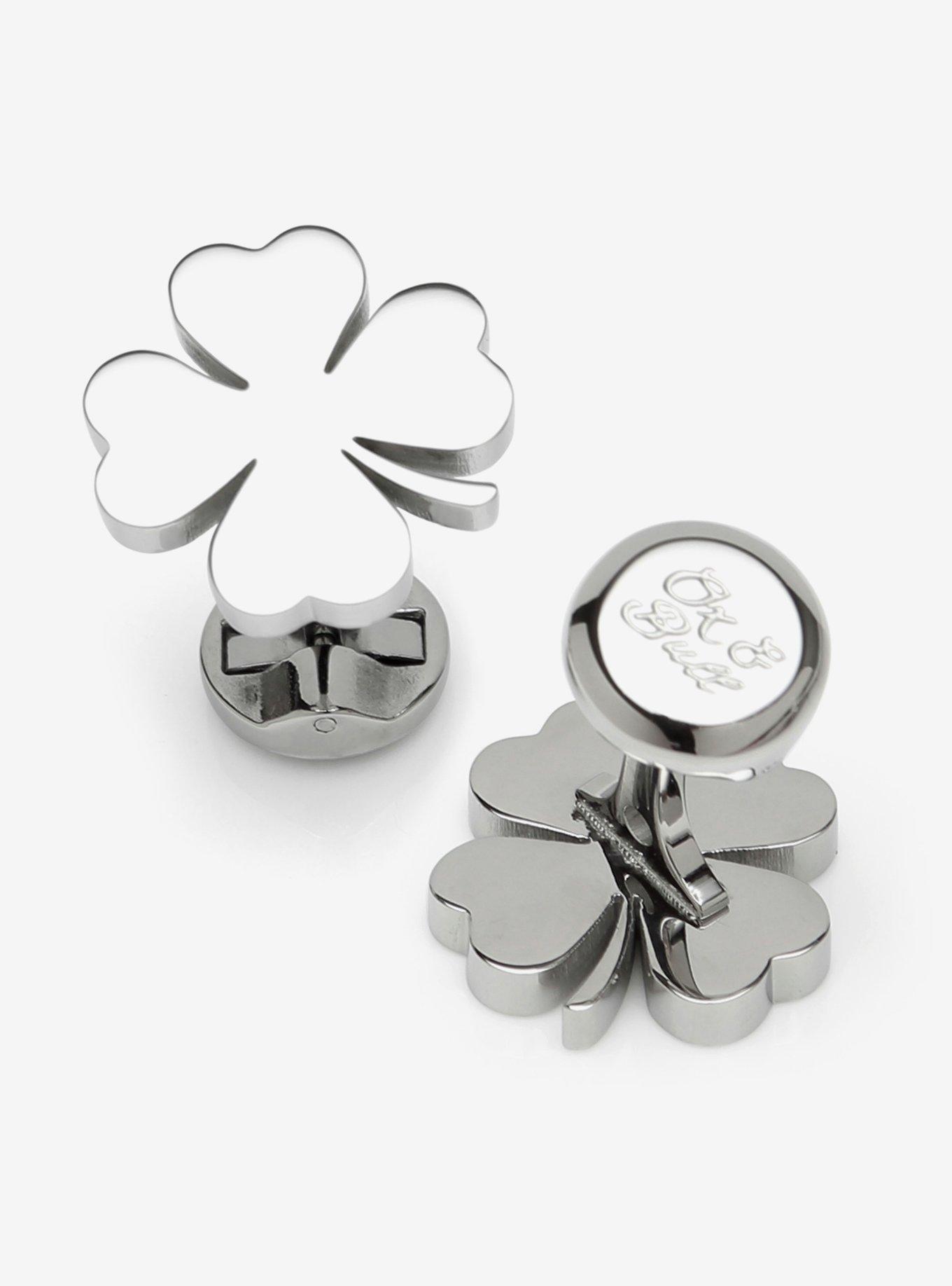 Four Leaf Clover Stainless Cufflink, , alternate
