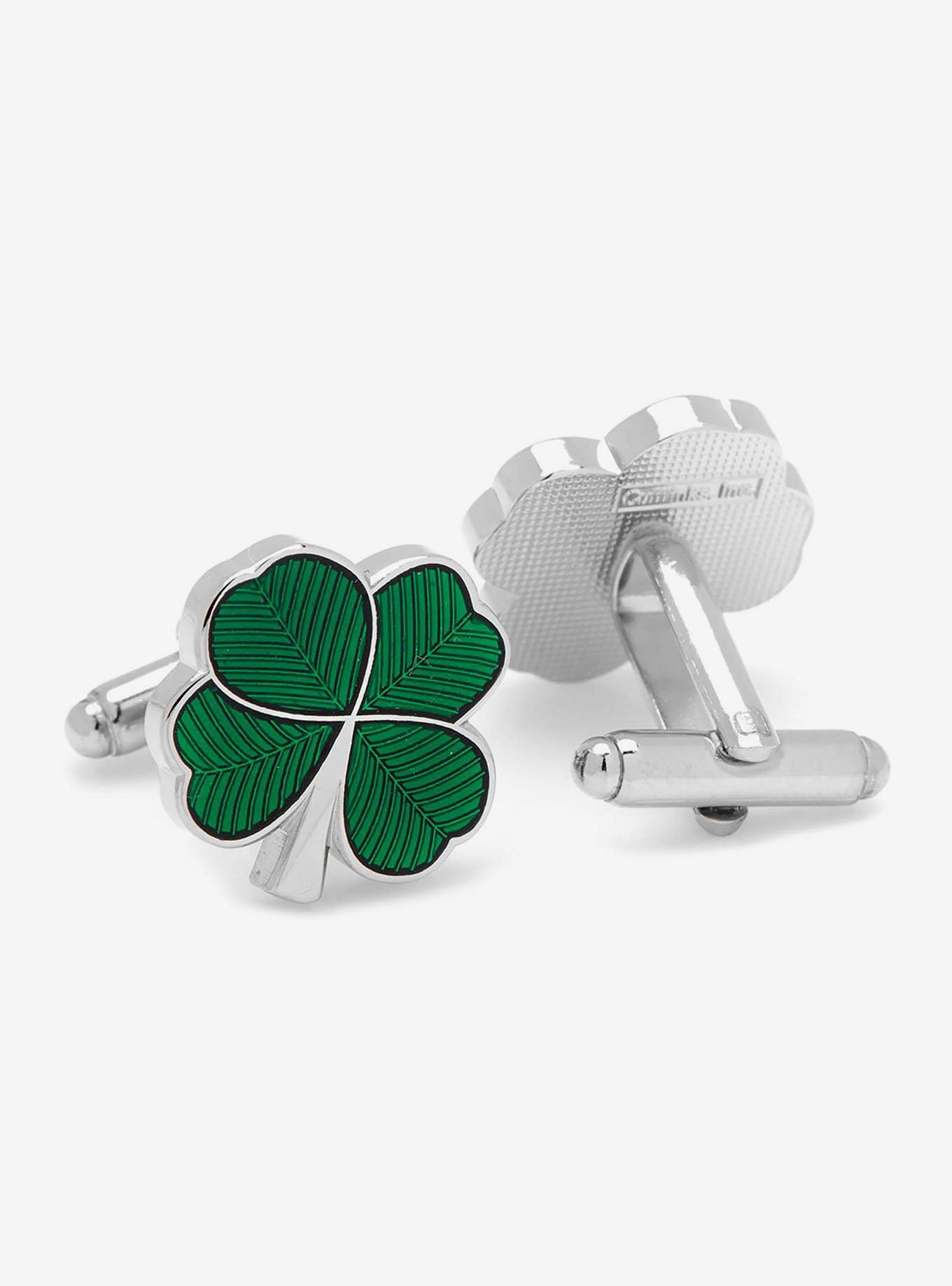 Green Clover Cufflinks and Tie Bar Set, , alternate