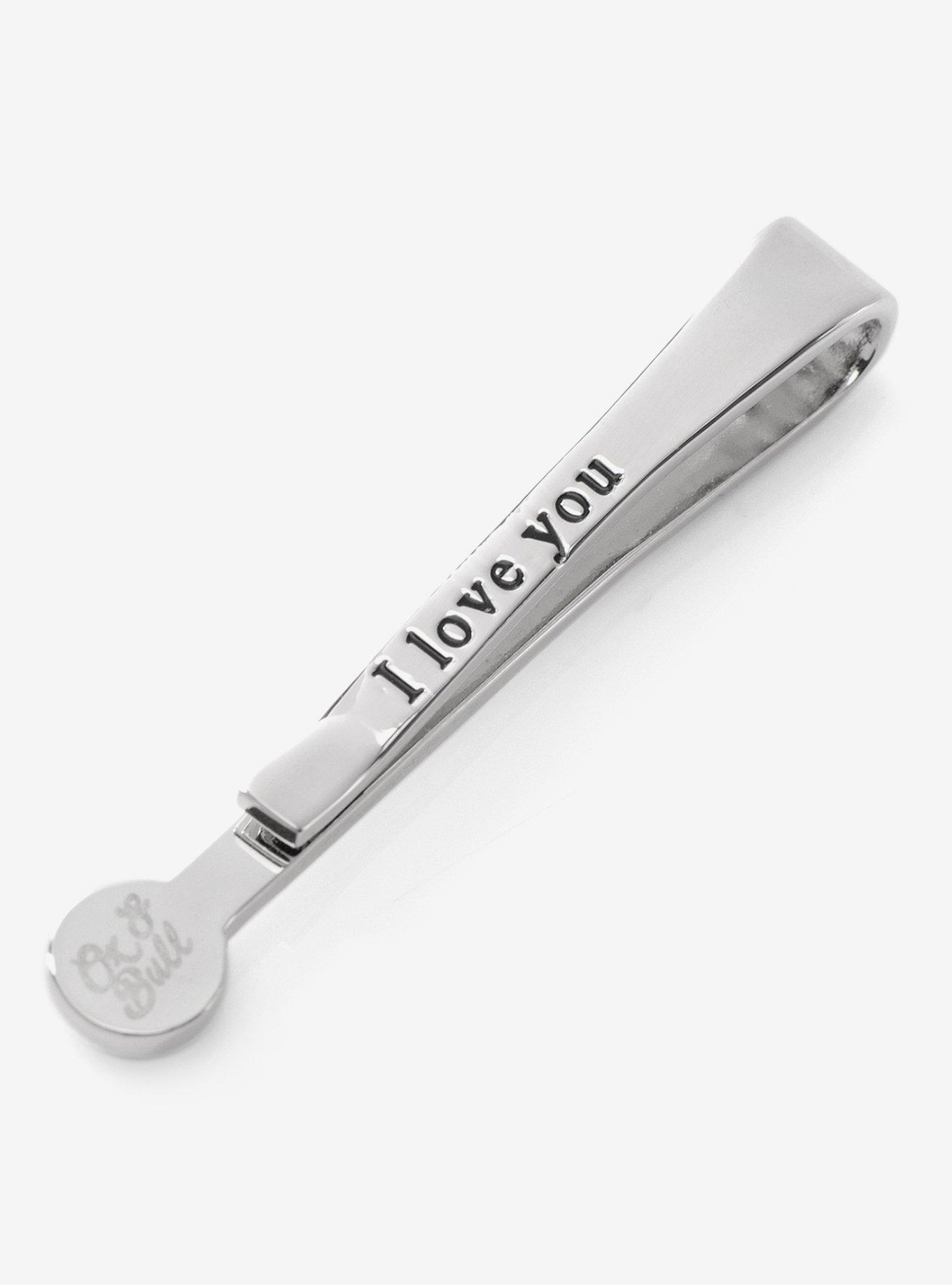 Silver and Onyx "I Love You" Tie Bar, , alternate