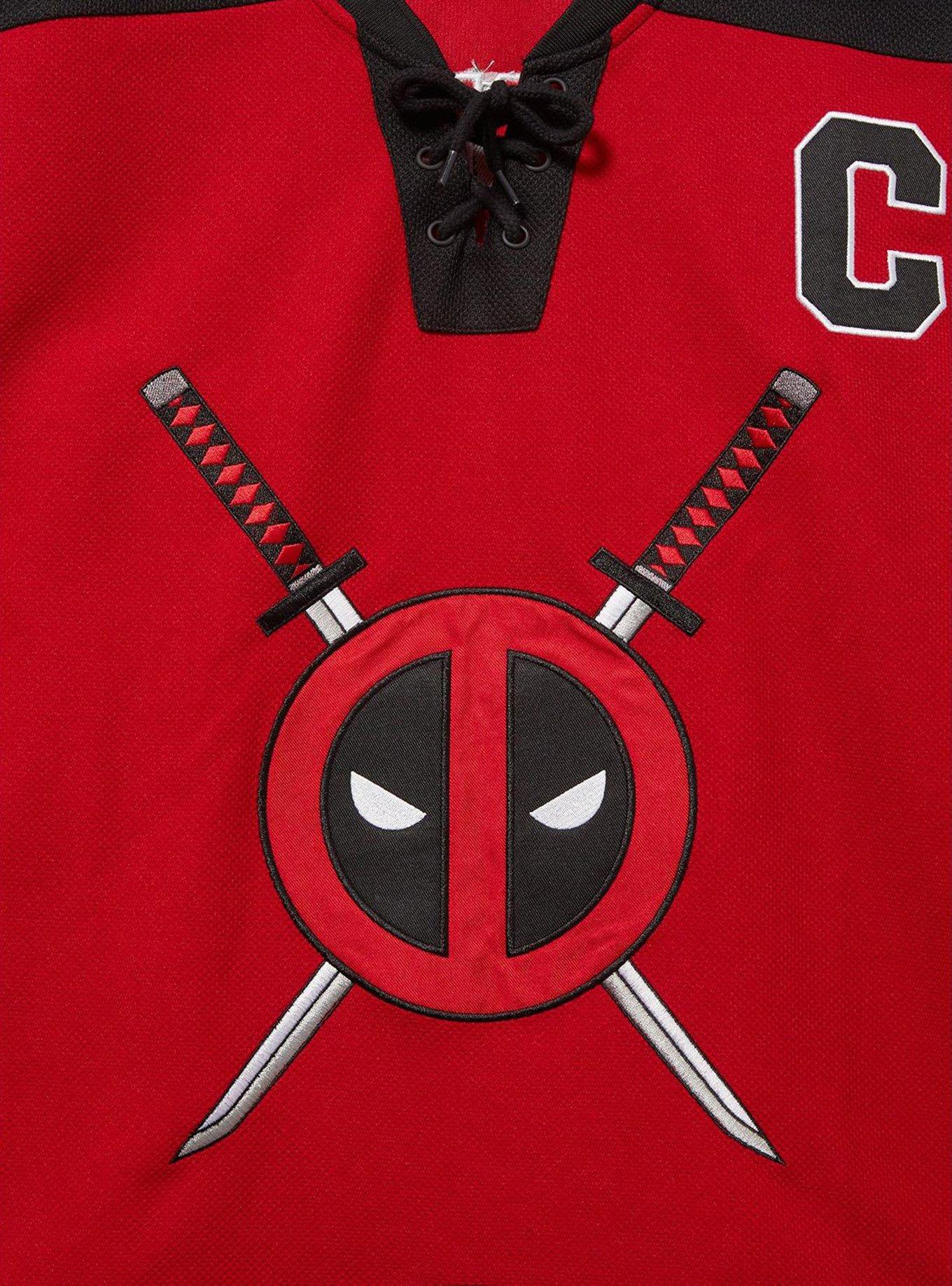 Marvel Deadpool Logo Hockey Jersey - BoxLunch Exclusive, RED, alternate