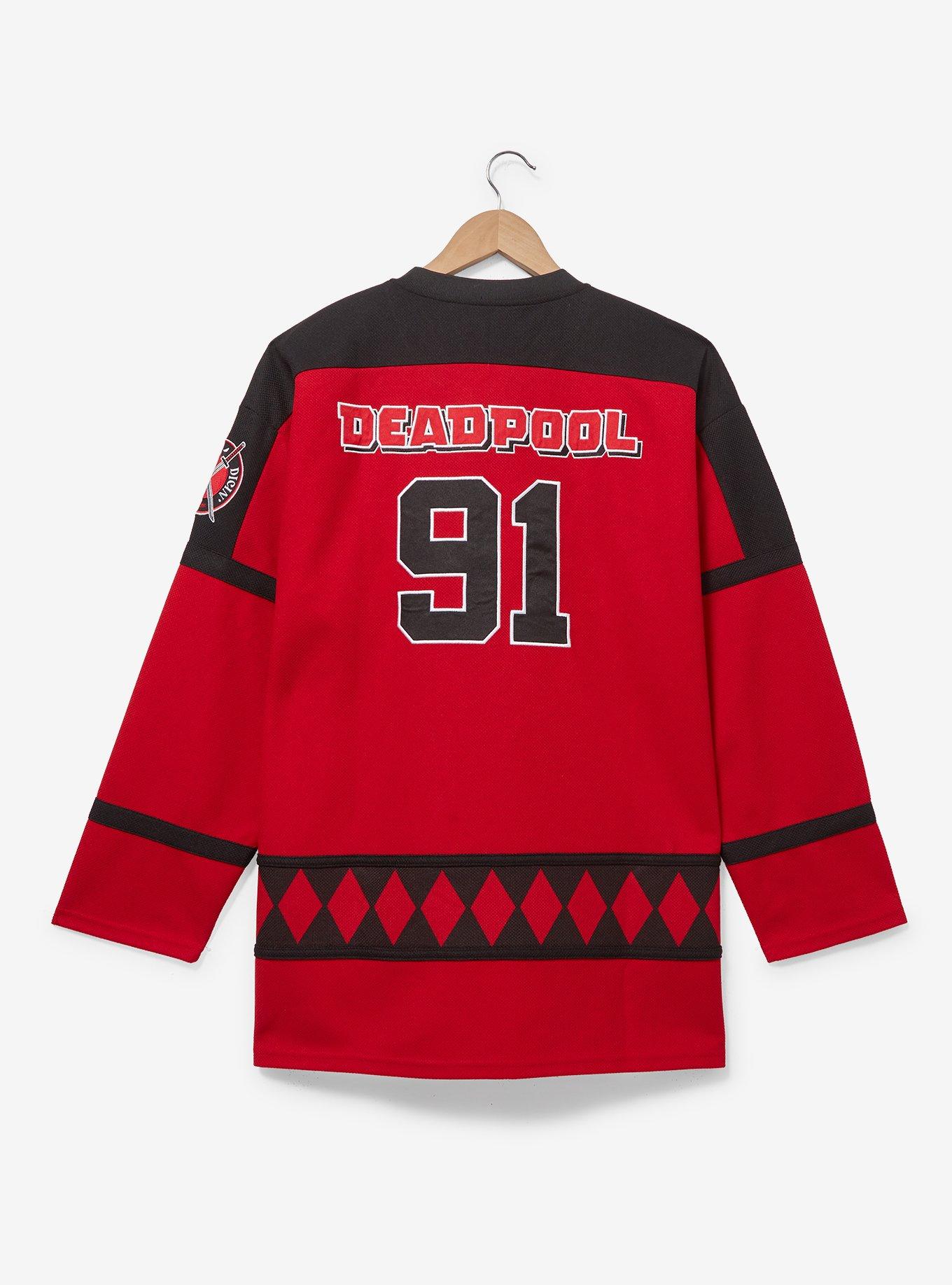 Marvel Deadpool Logo Hockey Jersey - BoxLunch Exclusive, RED, alternate