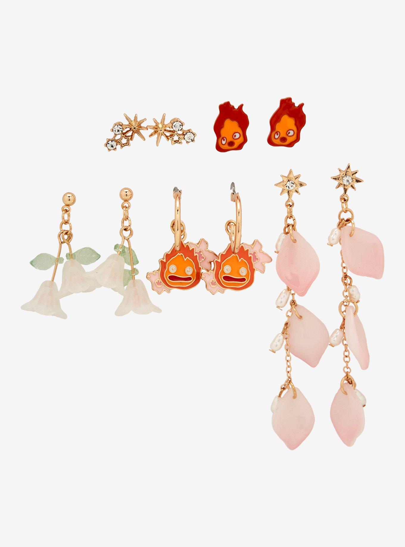 Studio Ghibli Howl's Moving Castle Calcifer Floral Earring Set - BoxLunch Exclusive