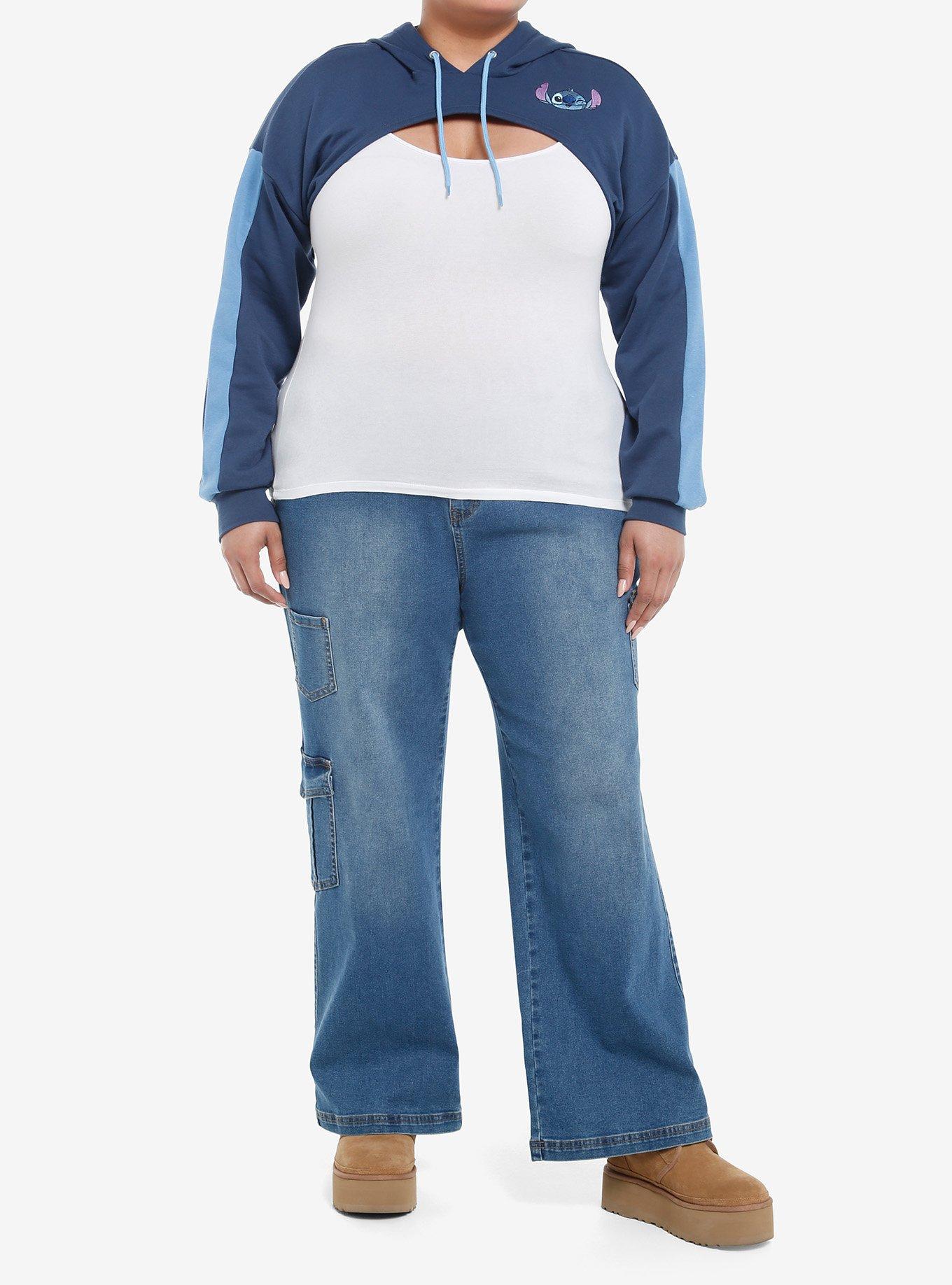 Disney Lilo & Stitch Hooded Bolero Girls Crop Shrug Plus Size, BLUE, alternate