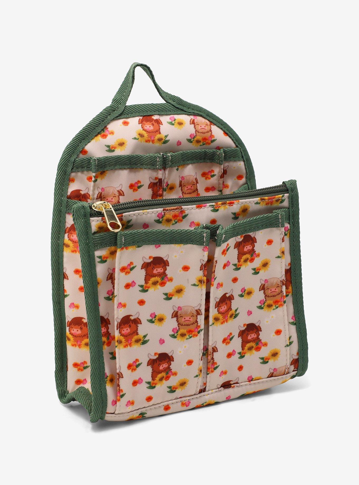 Floral Highland Cow Allover Print Mini Backpack Organizer - BoxLunch Exclusive, , alternate