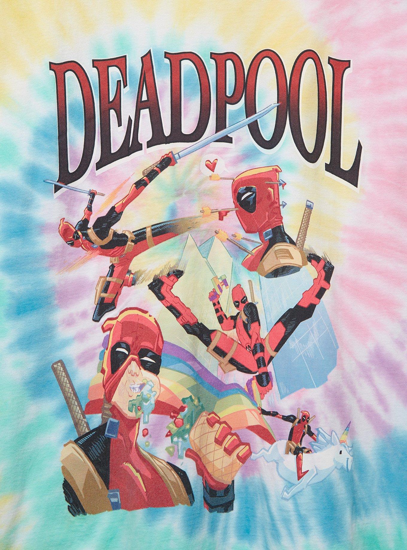 Marvel Deadpool Multi-Pose Tie-Dye Women's Plus Size T-Shirt - BoxLunch Exclusive, , hi-res