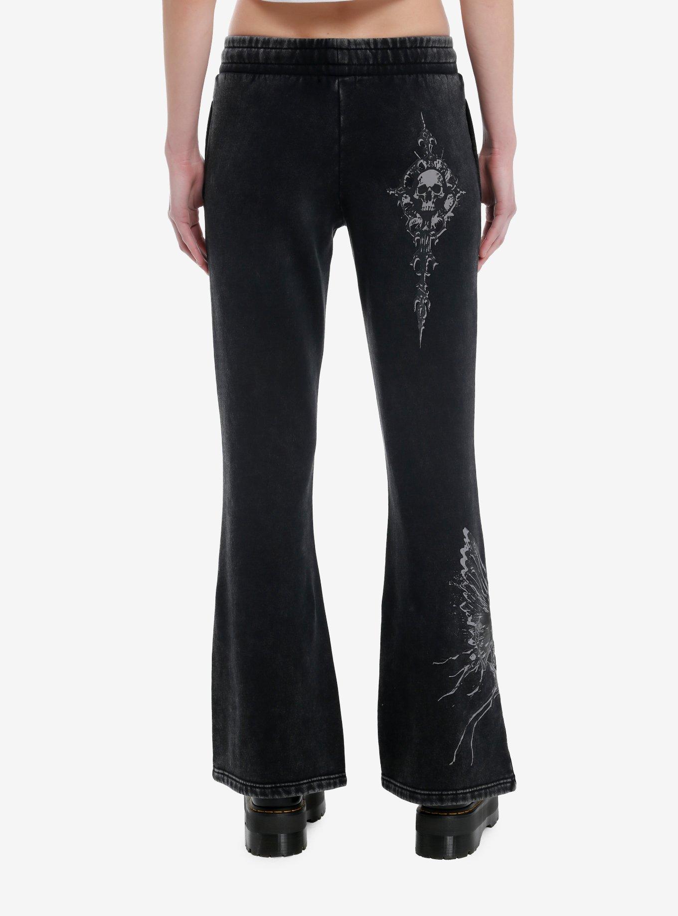 Skull Fairy Cross Wash Flare Girls Lounge Pants, , hi-res