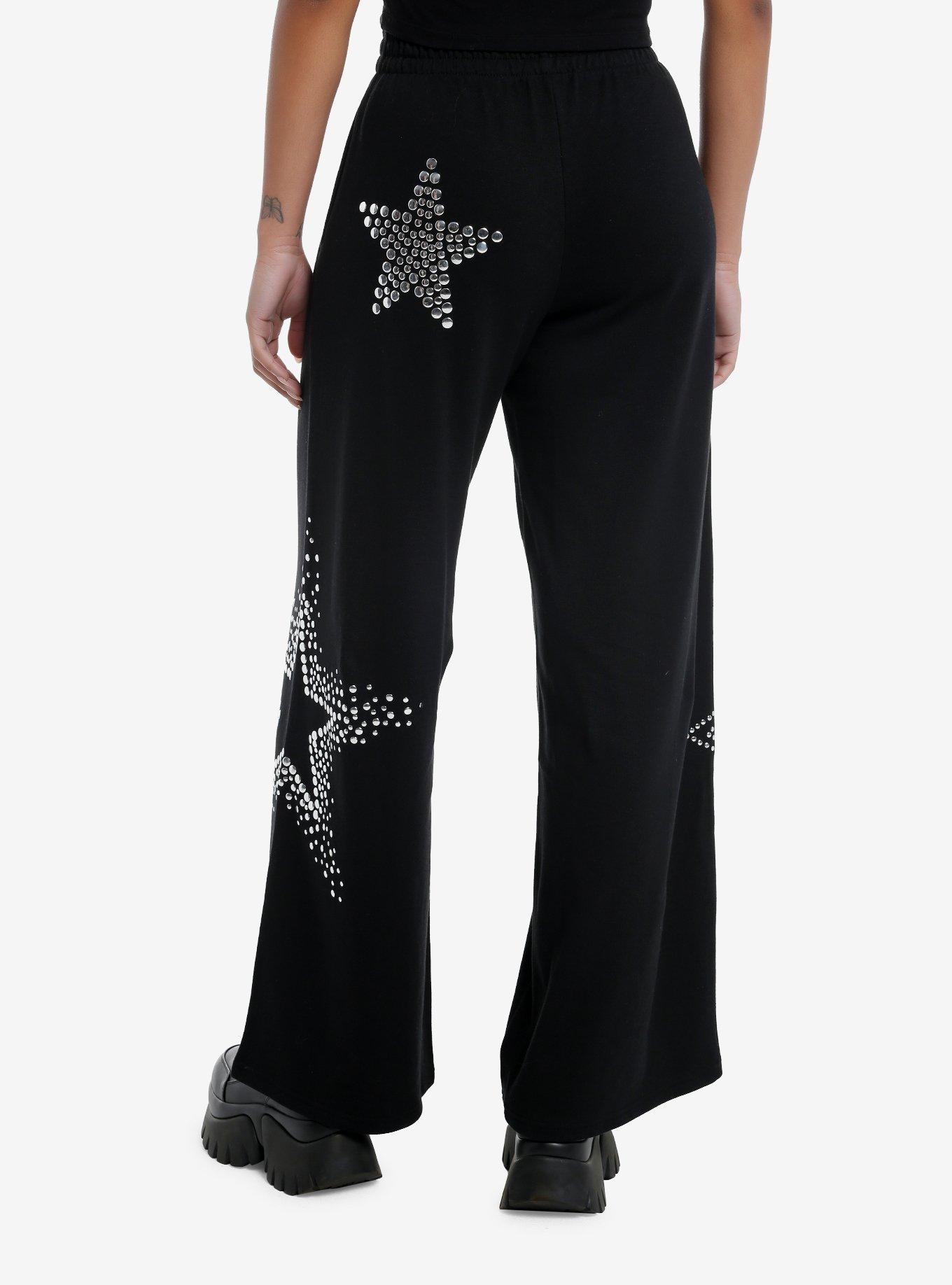 Social Collision Studded Stars Wide Leg Girls Lounge Pants, , hi-res