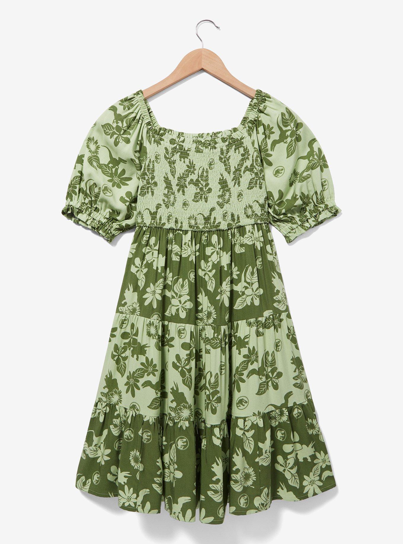Jurassic Park Tonal Smocked Dress, GREEN, alternate