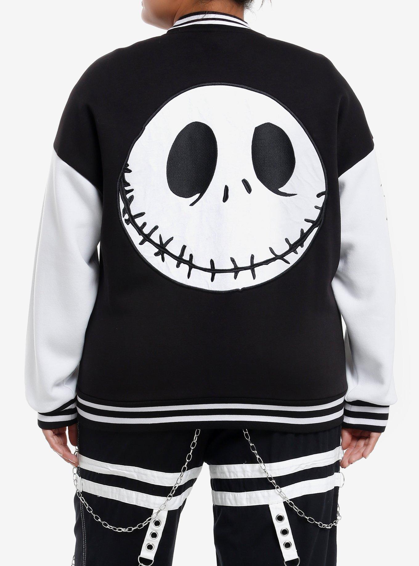 Her Universe The Nightmare Before Christmas  Oversized Varsity Jacket Plus Size, BLACK  WHITE, alternate