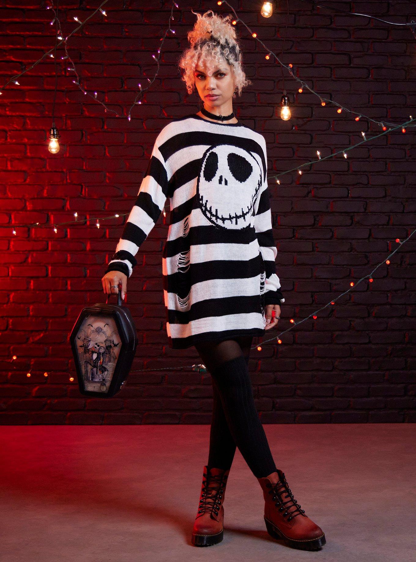 Her Universe The Nightmare Before Christmas Jack Skellington Sweater Dress, BLACK  WHITE, alternate