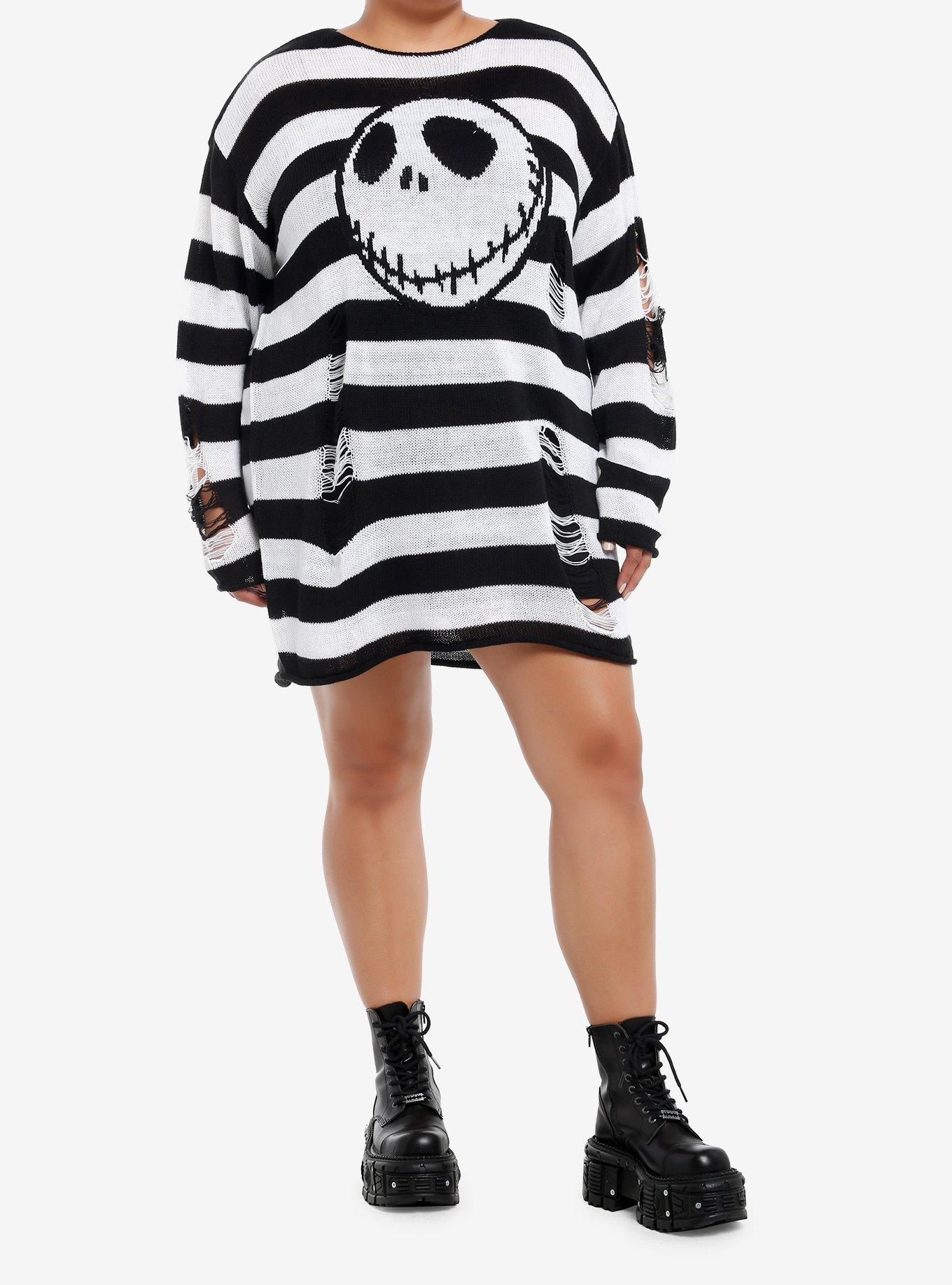 Her Universe The Nightmare Before Christmas Jack Skellington Sweater Dress Plus Size, BLACK  WHITE, alternate