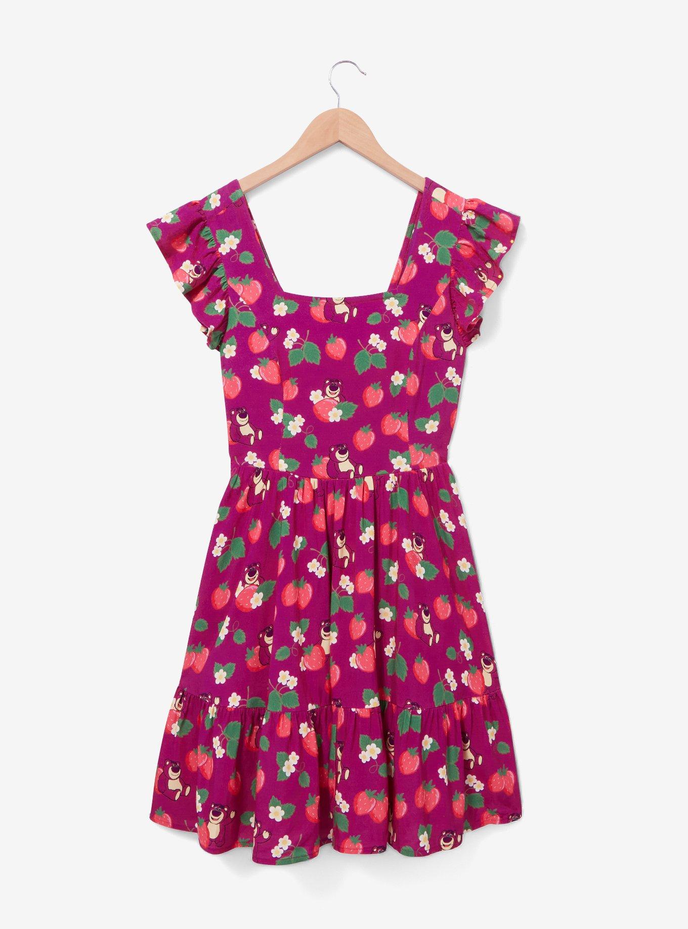 Disney Pixar Toy Story Lotso & Strawberries Allover Print Tie-Back Dress, MULTI, alternate