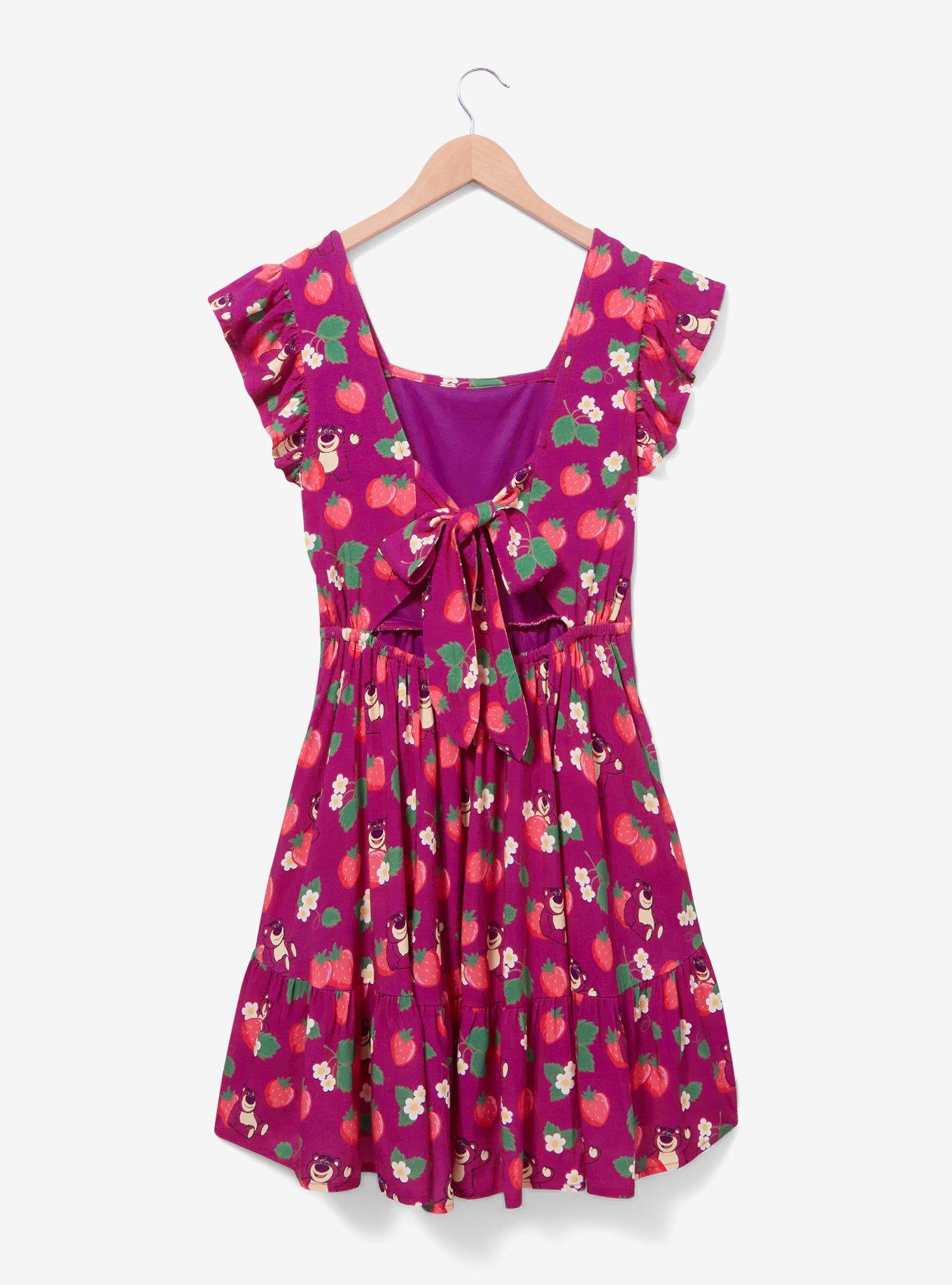 Disney Pixar Toy Story Lotso & Strawberries Allover Print Tie-Back Dress, MULTI, alternate