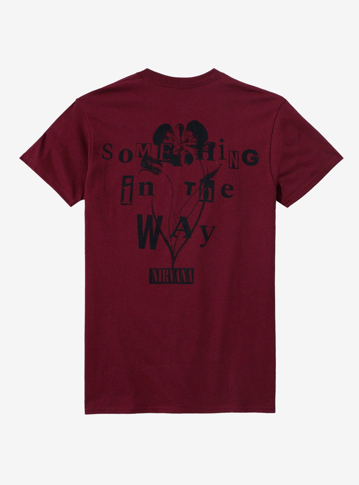 Nirvana Something In The Way Boyfriend Fit Girls T-Shirt, BURGUNDY, alternate