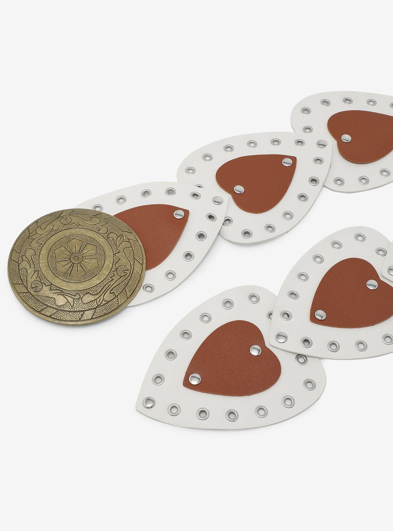 White & Brown Heart Grommet Waist Belt, , hi-res