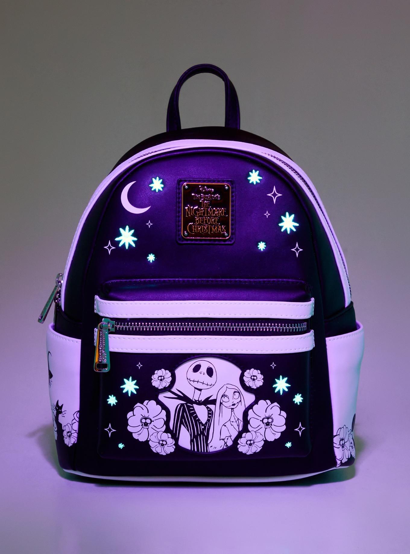 Loungefly Disney The Nightmare Before Christmas Jack & Sally Floral Glow-in-the-Dark Mini Backpack - BoxLunch Exclusive