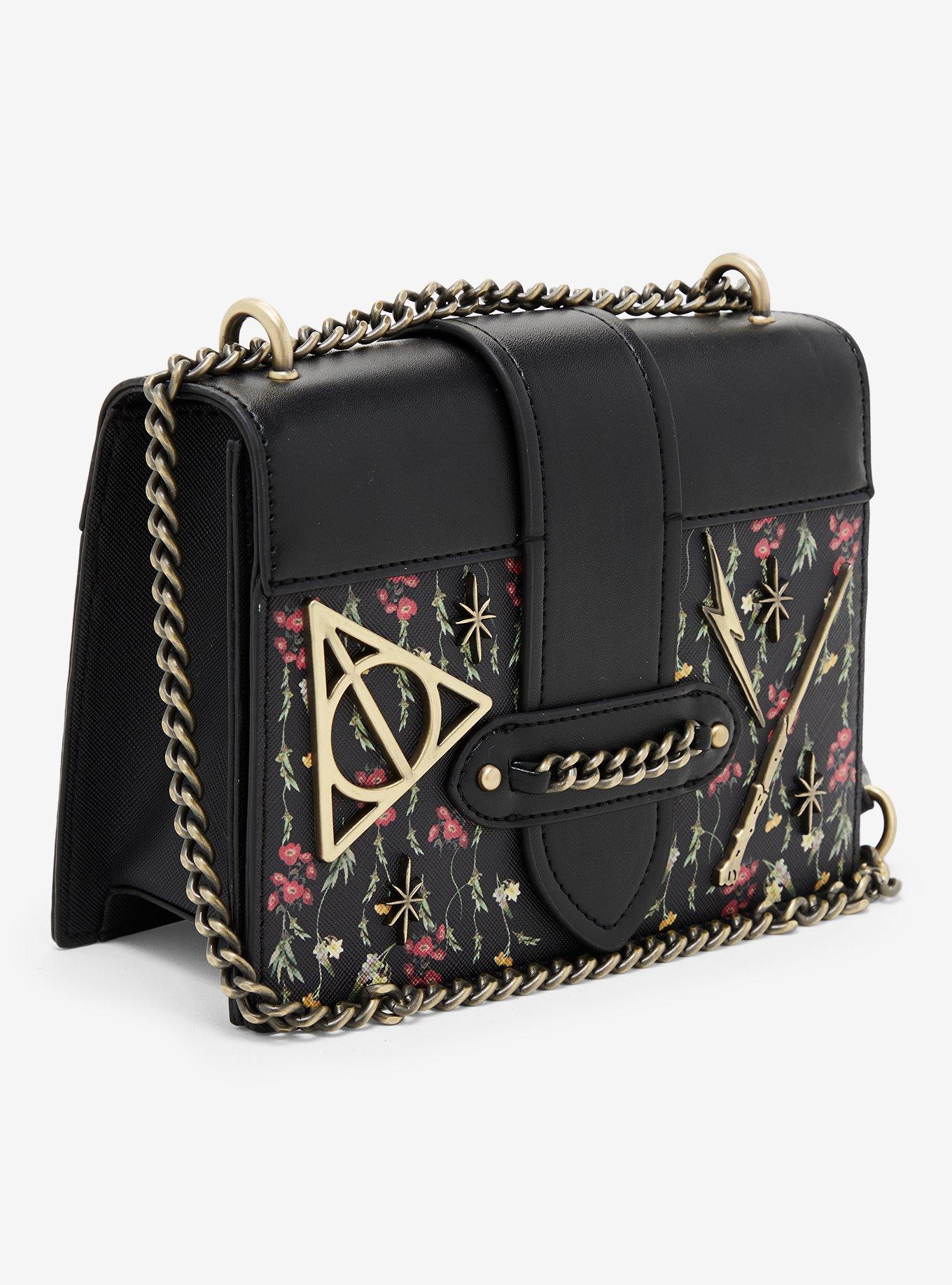 Harry Potter Floral Deathly Hallows Crossbody Bag - BoxLunch Exclusive, , hi-res