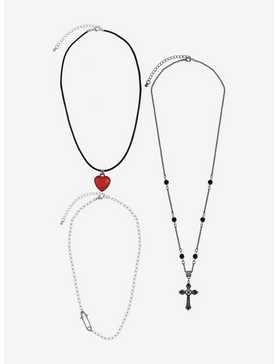 Social Collision Punk Heart Cross Necklace Set, , hi-res