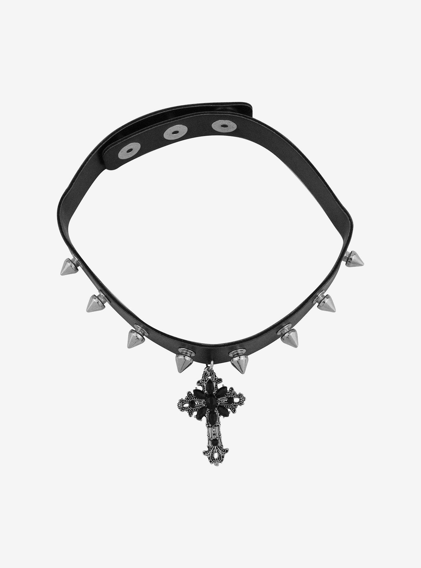 Social Collision Cross Stud Choker, , alternate