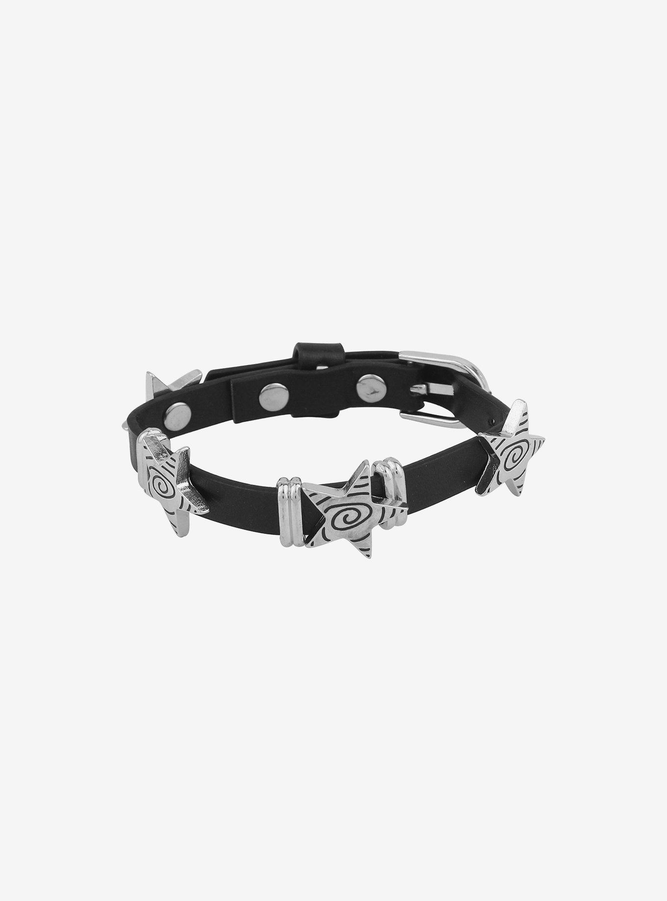 Social Collision Swirl Star Faux Leather Bracelet, , alternate