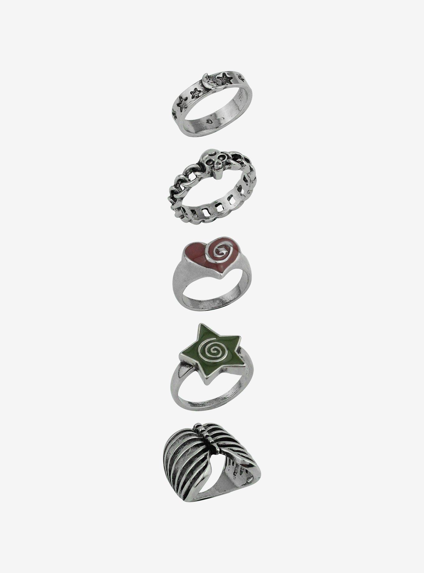 Social Collision Swirl Heart Rib Cage Ring Set, , hi-res