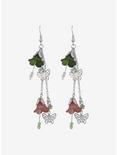 Thorn & Fable Floral Butterfly Drop Earrings, , alternate