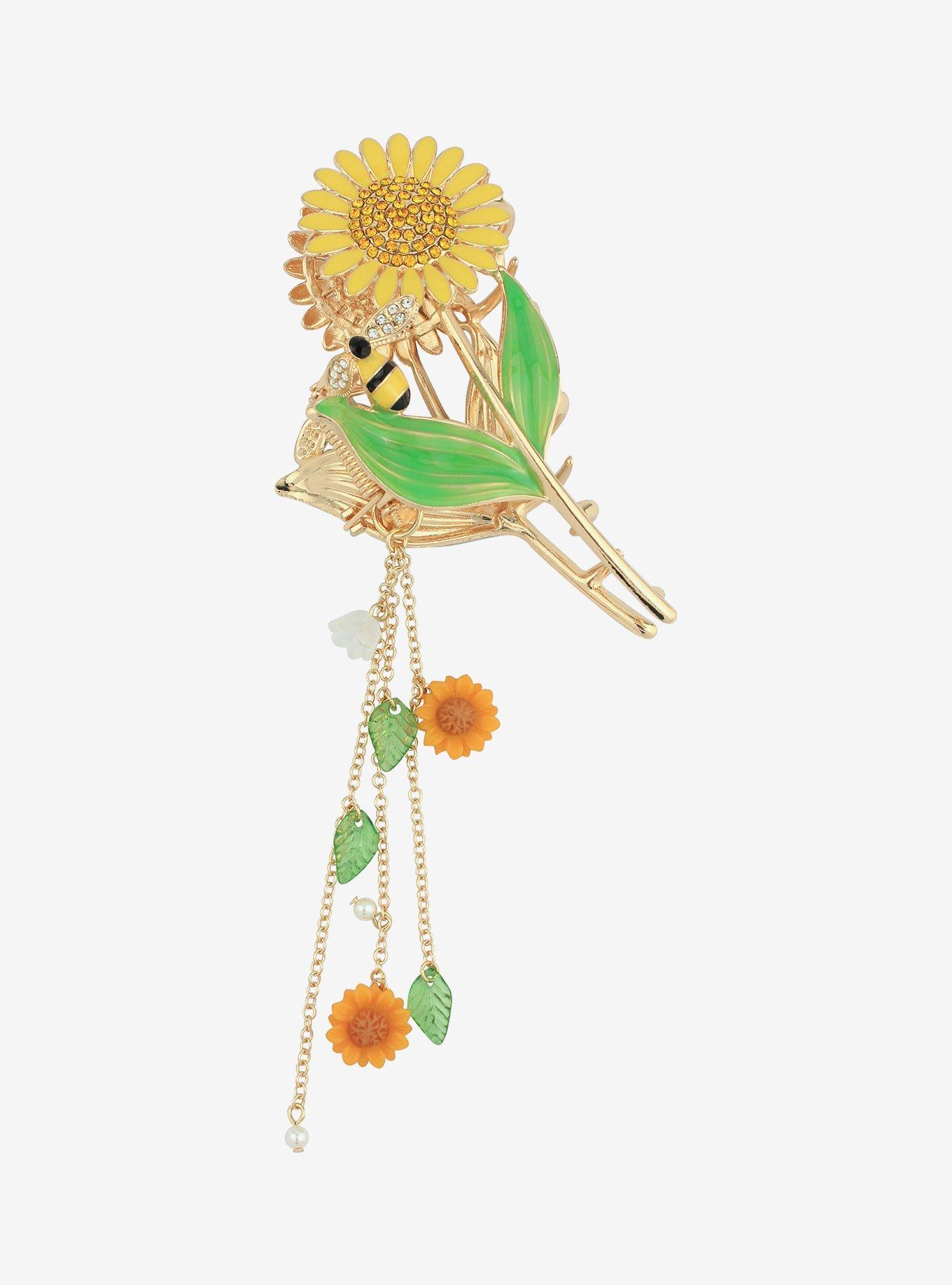 Sweet Society Sunflower Bee Dangling Claw Hair Clip, , hi-res