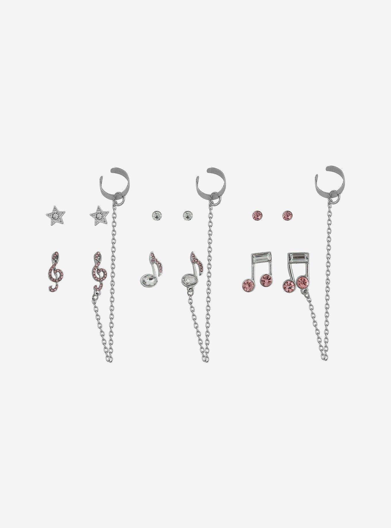 Sweet Society Musical Notes Cuff Earring Set, , hi-res