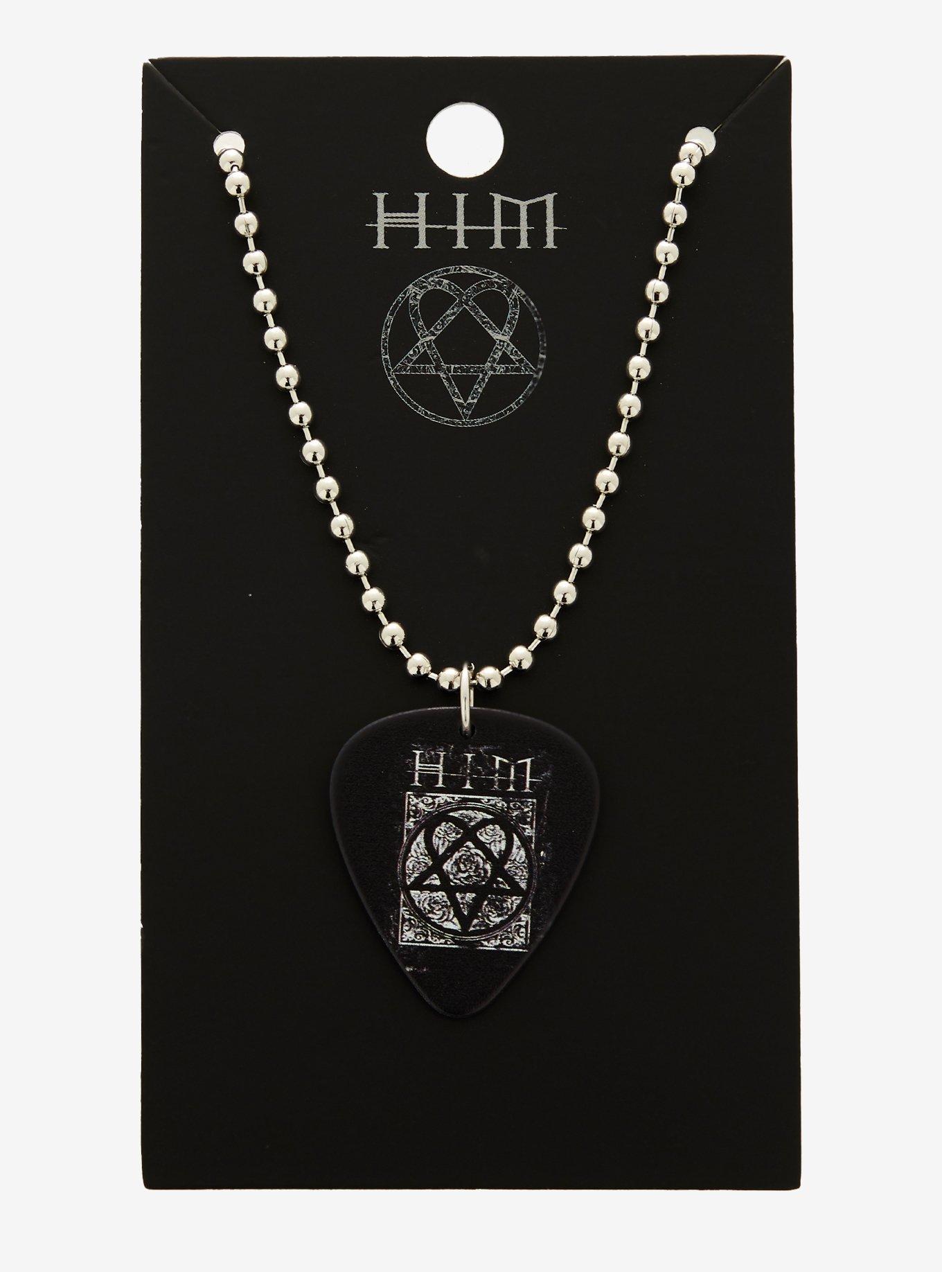 HIM Heartagram Guitar Pick Ball Chain Necklace, , alternate